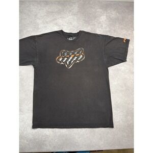 Fox Racing Shirt Mens XL Black Orange Camo Logo Moto Graphic‎ Short Sleeve Tee